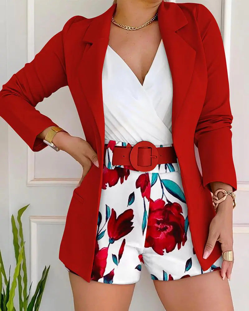 Women's Fashion Solid Color Two-piece Suit