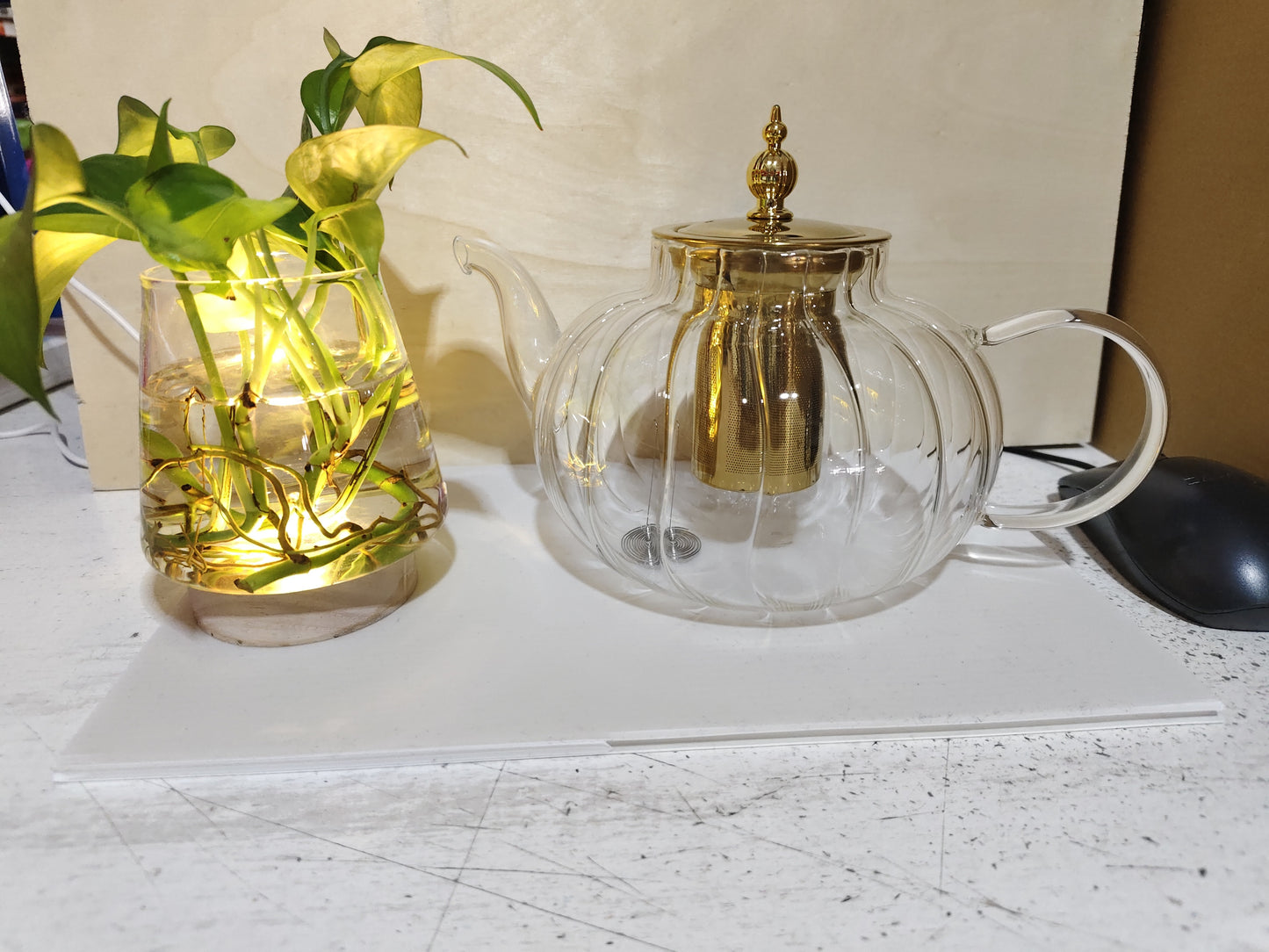 Glass Teapot Striped Tea Set Tea Water Separation Stainless Steel - Borosilicate Design