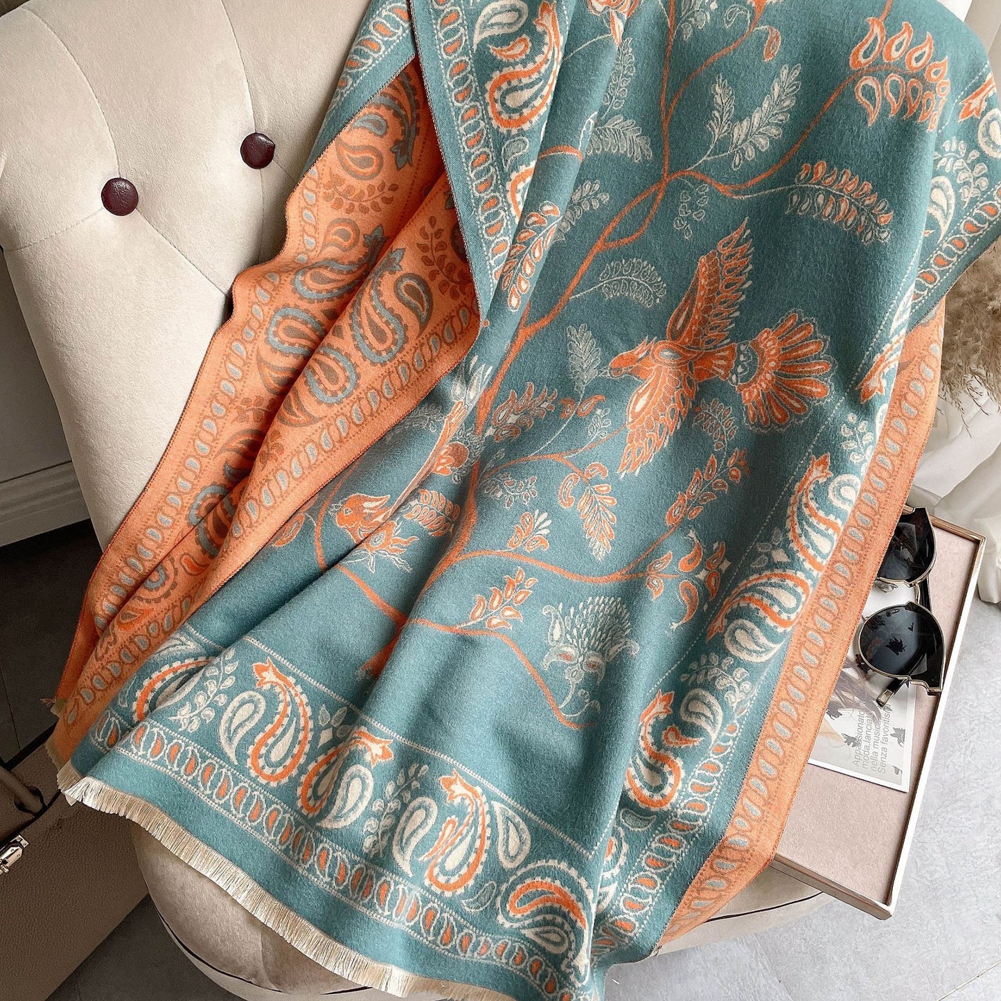 Women's Cashmere-like Neck Warmer Scarf - Adult Office Blanket Camel