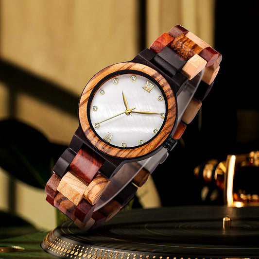 Pearl Shell Wood Ladies Watch - Simple Natural