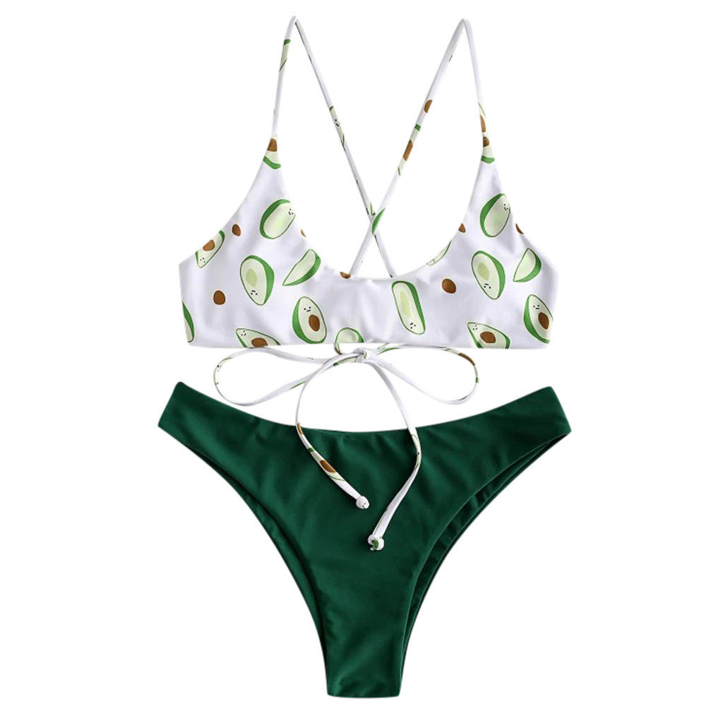 Fashion Ladies Avocado Green Bikini Swimsuit