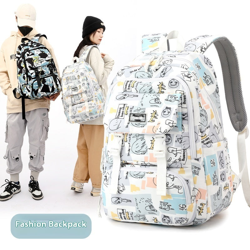 Printed Lightweight Backpack Large Capacity Middle School Student Schoolbag