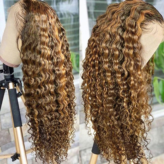Real Human Hair Highlighting Headgear Lace Frontal Wig - Premium Highlight Wig