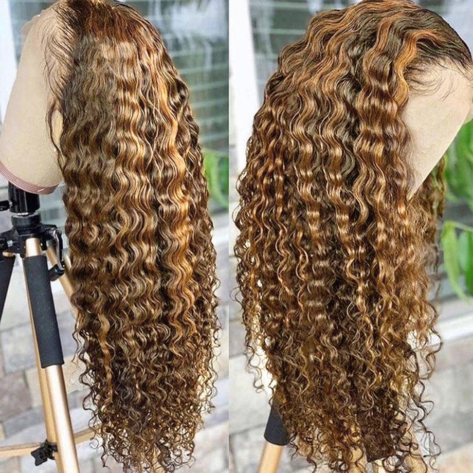 Real Human Hair Highlighting Headgear Lace Frontal Wig - Premium Highlight Wig