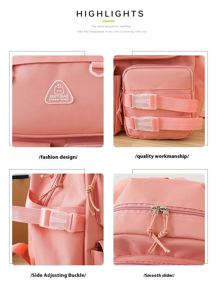 New Large Capacity School Bag Four-piece Backpack For Middle School Students
