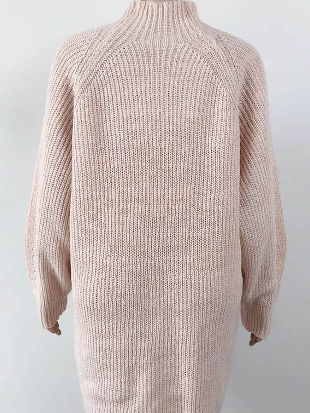 Mock Neck Dropped Shoulder Sweater Dress - Millivan supplies