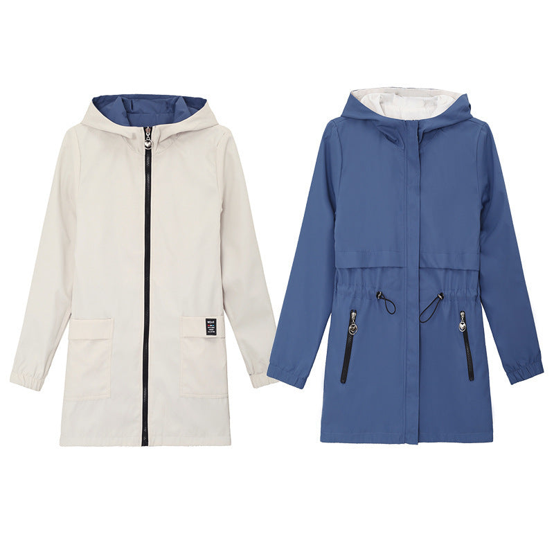 Women's New Double-Sided Windbreaker with Slim Waist - Adult Casual Jacket