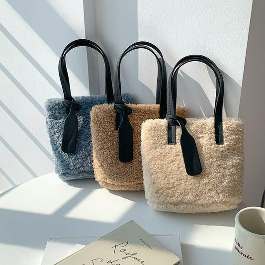 Women Solid Color Fashion Cute Plush Bag - Millivan supplies