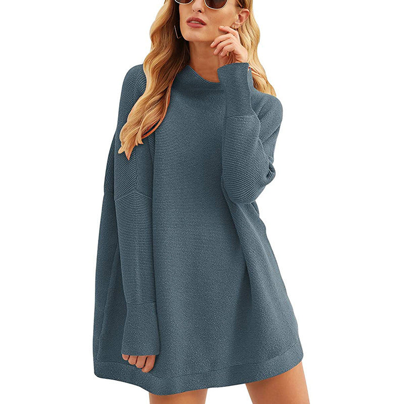 Women's High Neck Loose Knit Sweater - Cozy Pullover Top