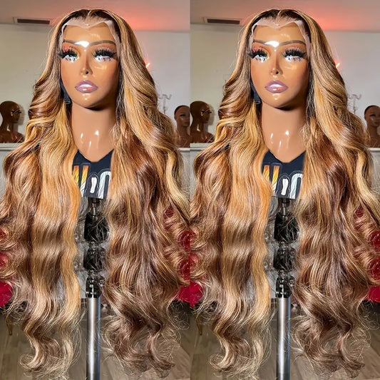 Women's Piano Color Long Curly Hair Wig - Front Lace Full Head Wig