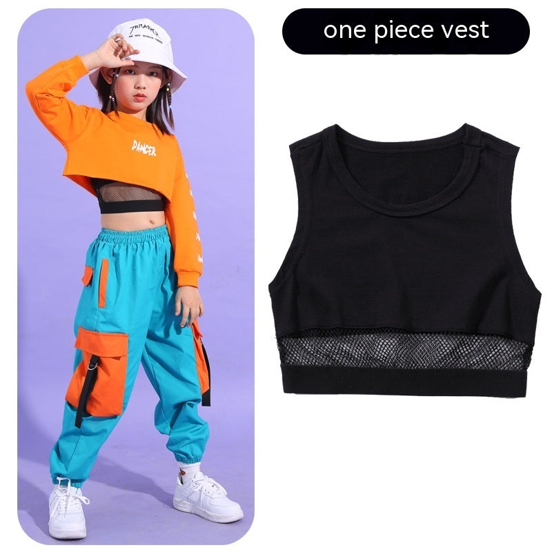 Girls' Jazz Hip Hop Costumes - Children's Dance Mesh Vest