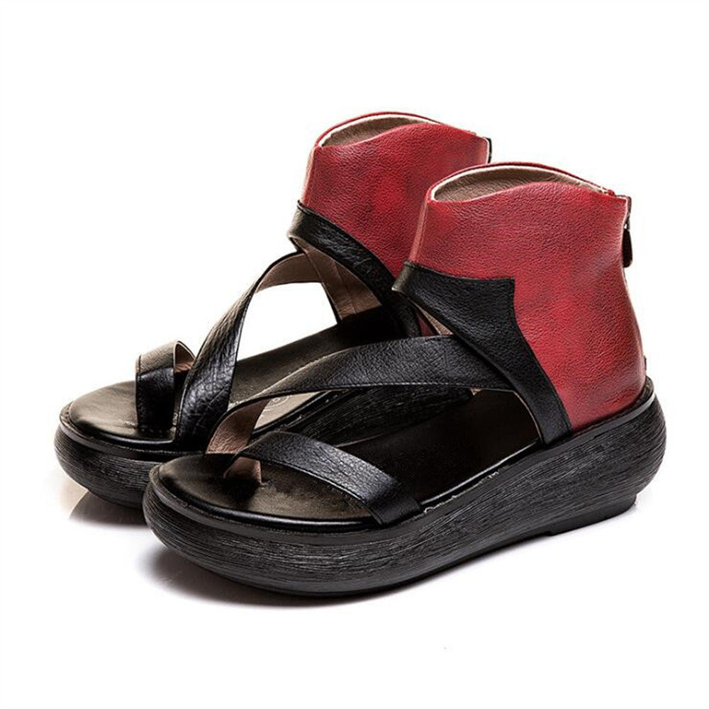 European And American Thick-soled Large Size Flat Color Block Flip-flop Sandals