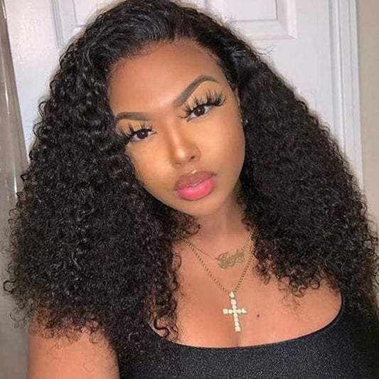 Women's Kinky Curly Short Bob Lace Front Wig - Natural Color Human Hair Multiple Lengths