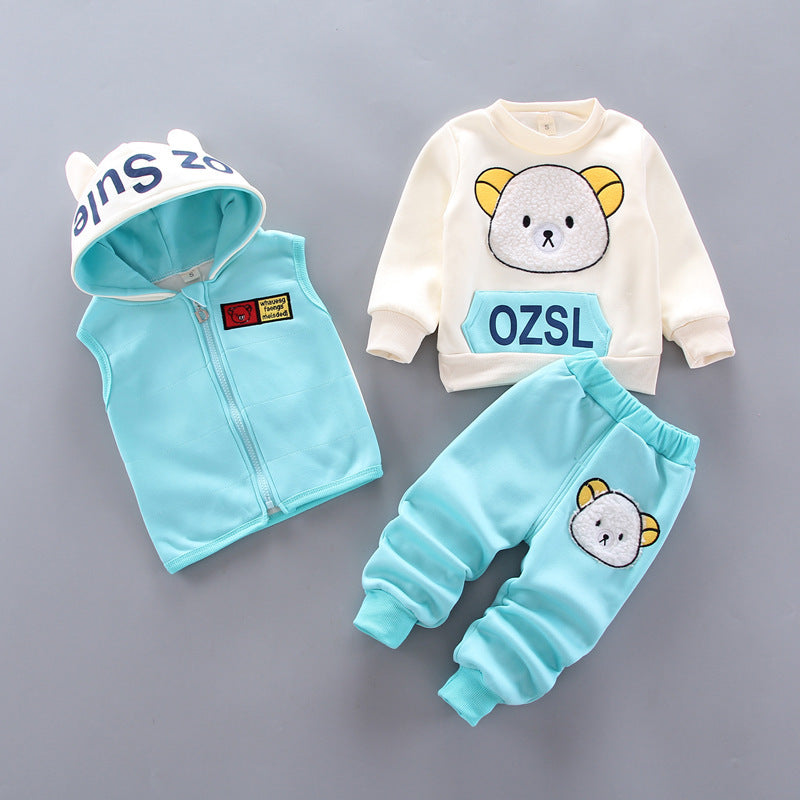 Adorable Baby Three-Piece Set - Cozy Top, Pants & Vest Outfit