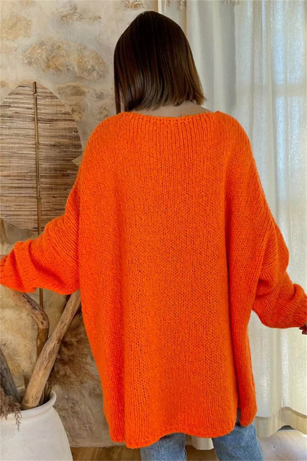 Peace Graphic V-Neck Long Sleeve Sweater - Millivan supplies