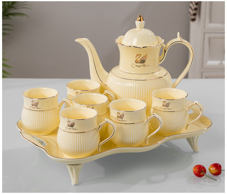 Water Set Ceramic Ware Household Light Luxury - Nordic Style Glacier Pattern with PP Components