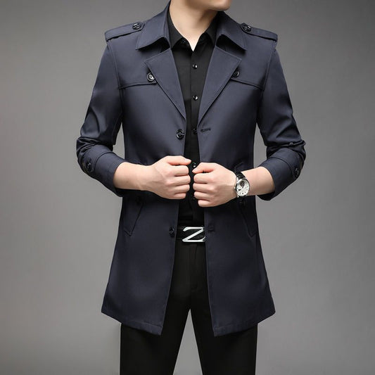 Men's Windbreaker Jacket - Adult Mid-length Business Casual Khaki