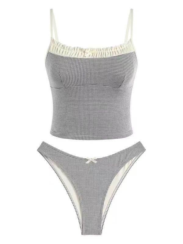 Women's Floral Vacation Swimsuit - Adult Bow Lace Backless Design