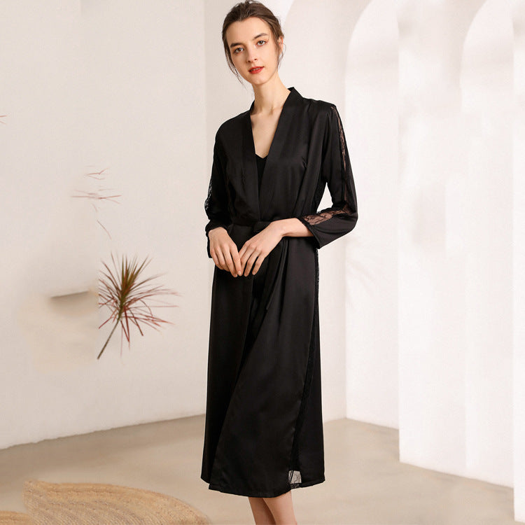 Ladies Silk Pajamas Hanging Skirt Nightgown Two-piece Set