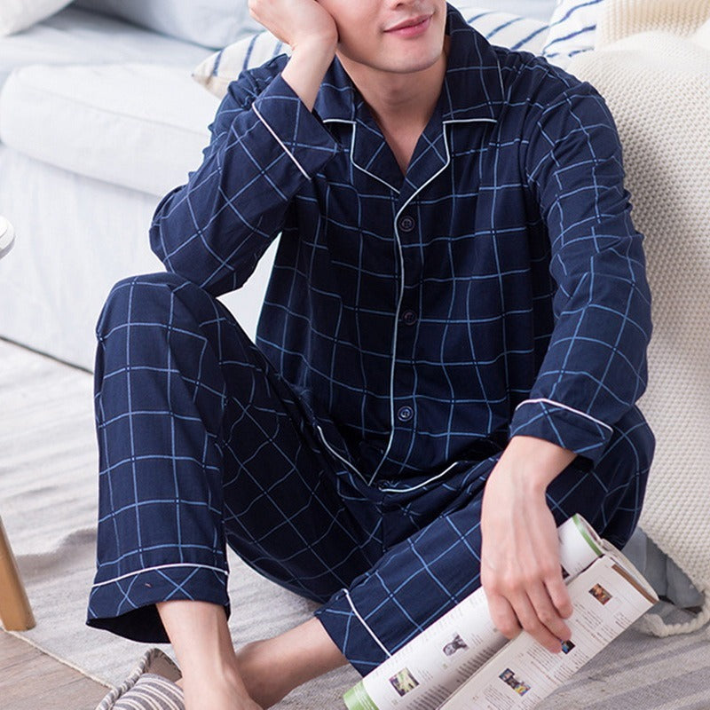 Men's Cotton Spring Home Clothing Set - Adult Comfortable Loungewear