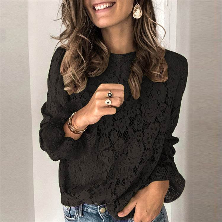 Hollow lace shirt womens clothing - Millivan supplies