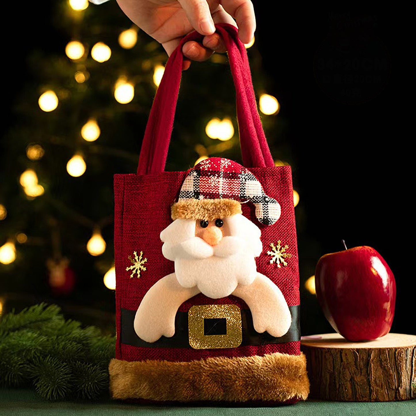 Christmas Plush Tote Bag - Distressed Finish