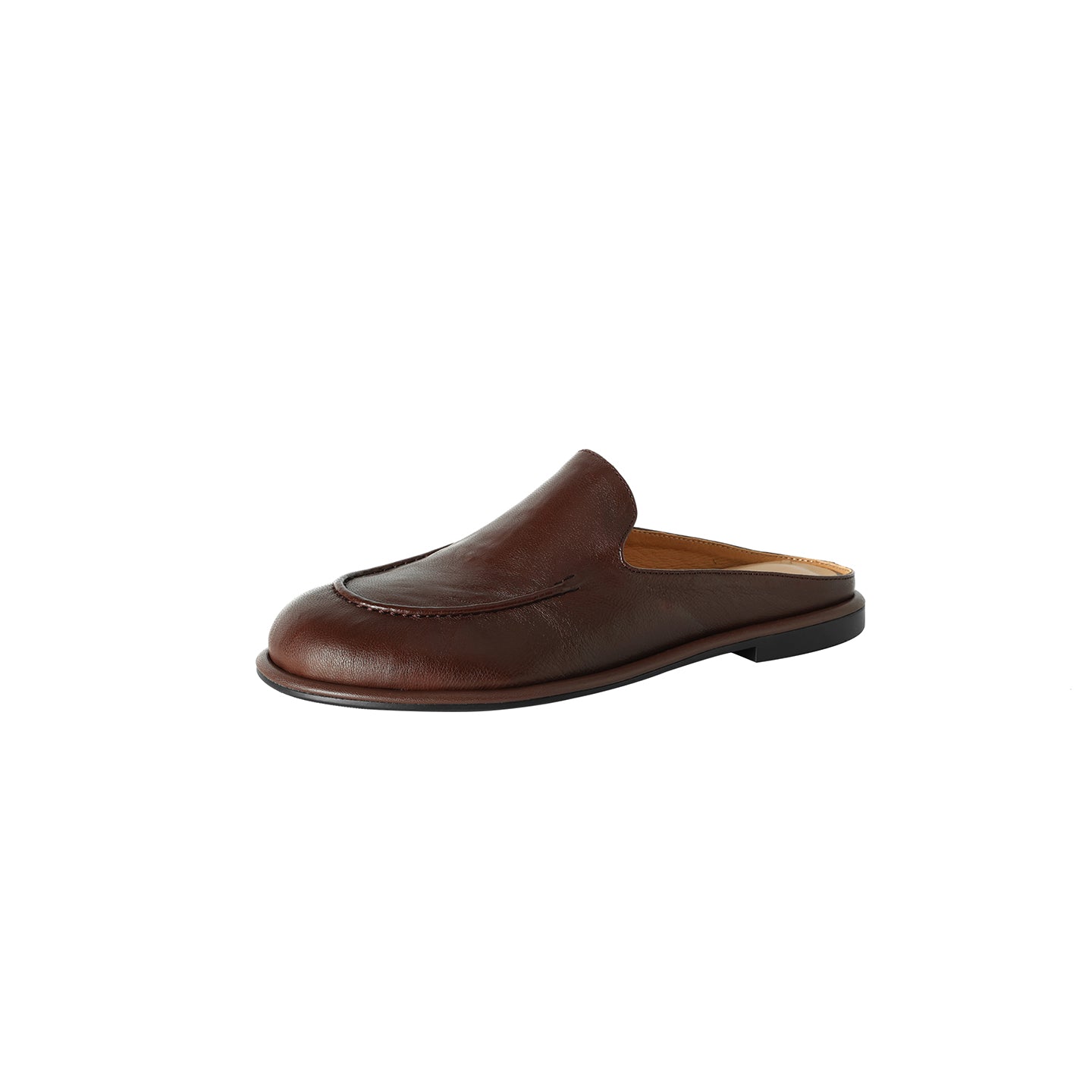 Brown leather slip-on shoe on a white background