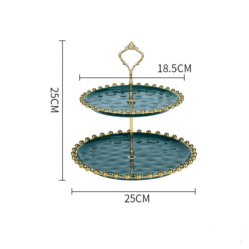 Living Room Coffee Table Household Ceramic Skewer Fruit Dessert Candy Tray Rack - Pearl Models