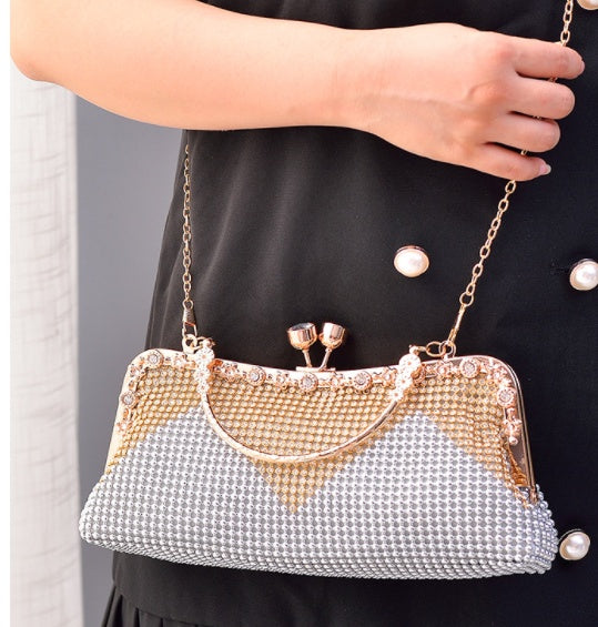 Women's European American Fashion Crossbody Handbag - Gold Color