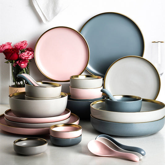 Nordic Porcelain Tea Bowl Set - Celadon Solid Color