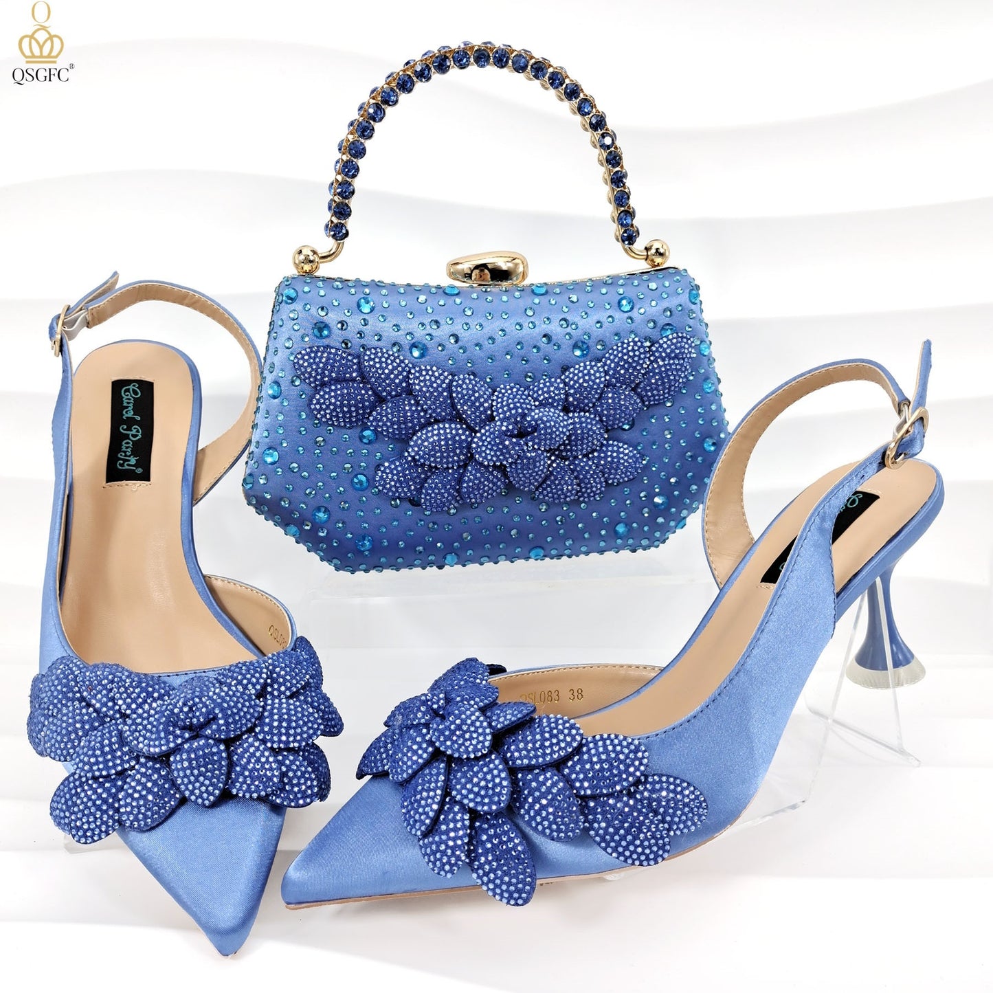 Women's Party Shoes Bag Set - Wine Red Handmade Leaf Decorative Wine Glass Heel Multiple Sizes