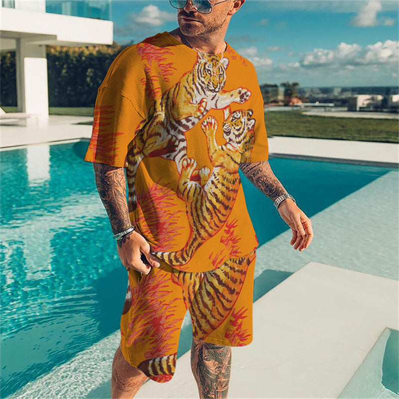 Men's 3D Printed Sports Fitness Suit - Adult Leisure Athletic Wear