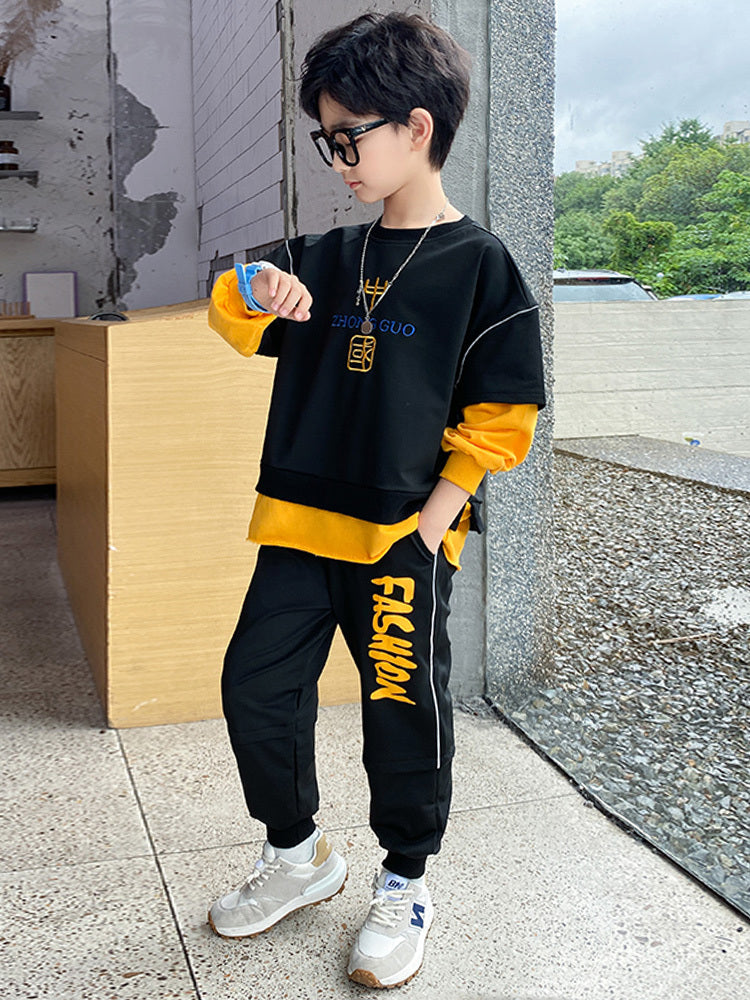 Boys Printed Two-piece Clothing Set - Green Color Multiple Sizes
