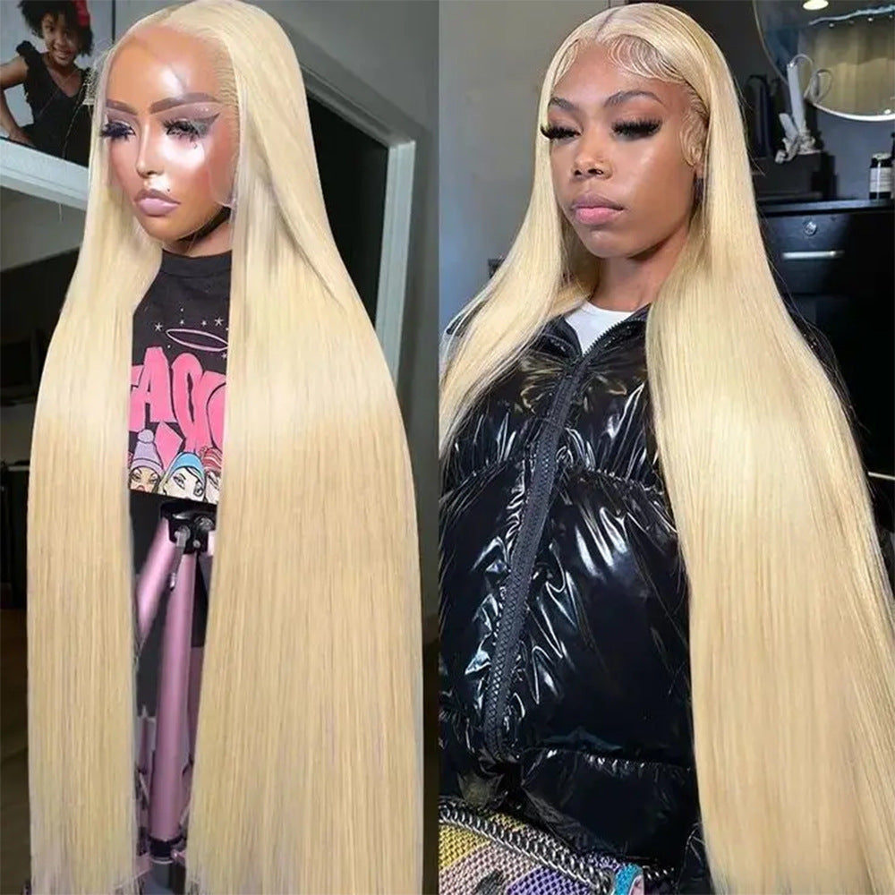 Women's Pure Color Lace Wig - Versatile Human Hair Head Cover Multiple Lengths