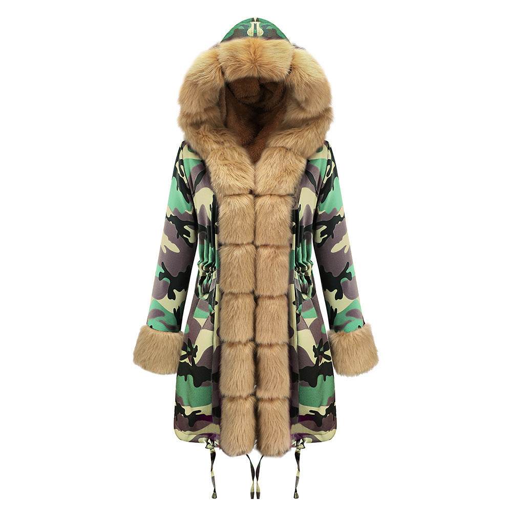 Women's Cotton Jacket With Hooded Coat And Fur Collar - Millivan supplies