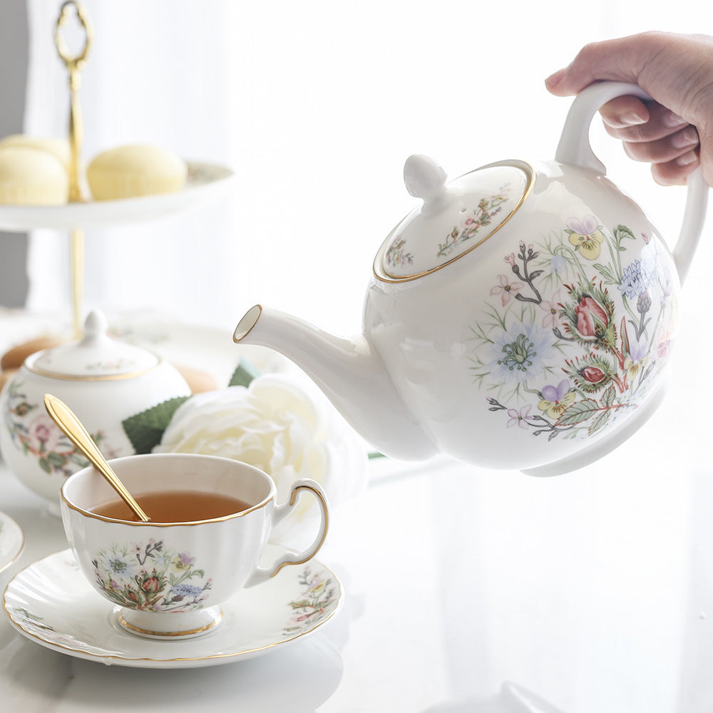 High-end British Afternoon Set European-style Dessert Double Fruit Plate Coffee Cup Saucer Black Tea - Bone China