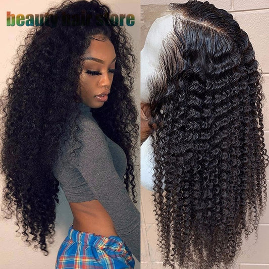 Women's Brazilian Kinky Curly Lace Front Human Hair Wig - Natural Color Multiple Lengths
