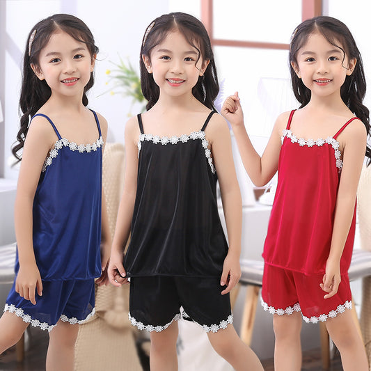 Children's Sling Pajamas for Girls - Black