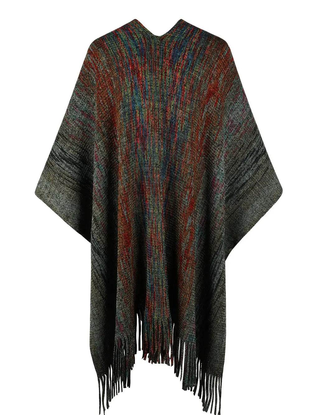 Heathered Fringe Hem Poncho - Millivan supplies