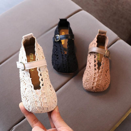 Girls Princess Shoes - Soft Sole Breathable Woven Toddler Sandals
