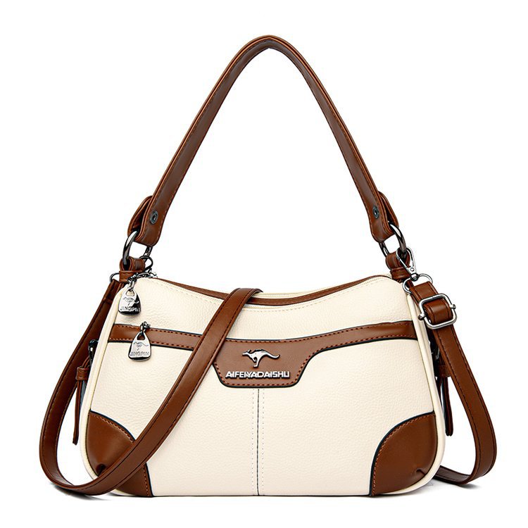 Le Contraste — Woven PU Colour-Block Shoulder Bag