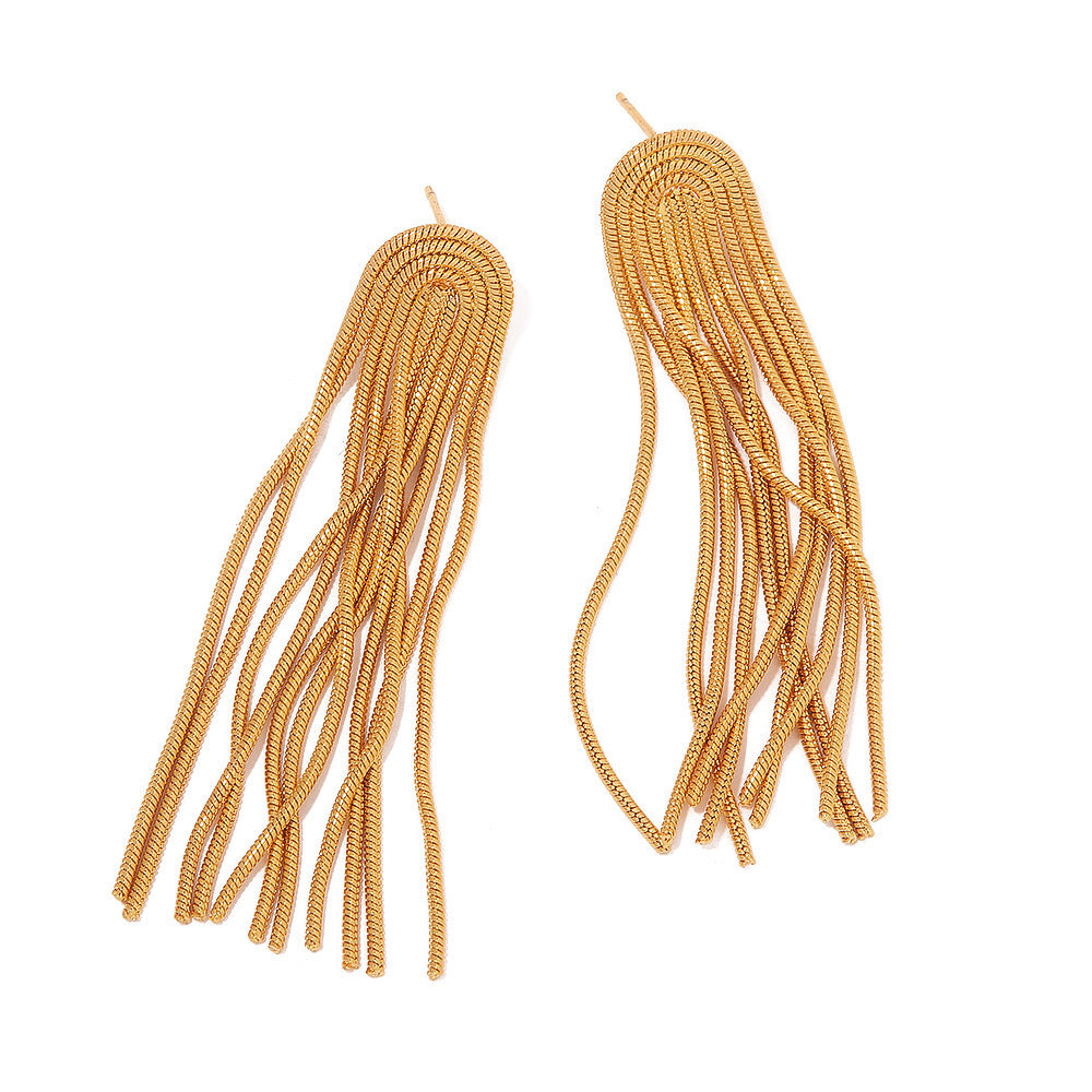 Long Tassel Earrings Fashion Women's All-match Titanium Steel