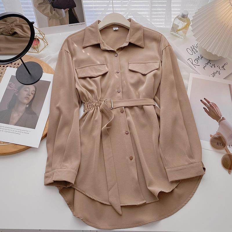 Small Design Lace Up Shirt Dress - Millivan supplies