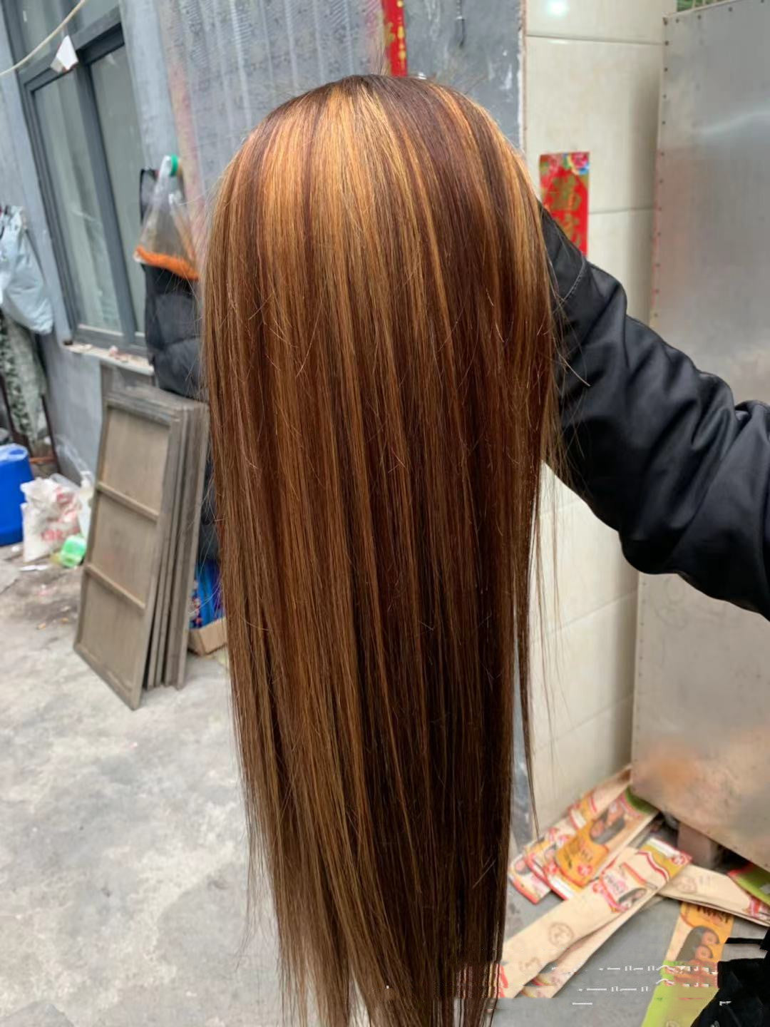Real Human Hair Highlighting Headgear Lace Frontal Wig - Premium Highlight Wig