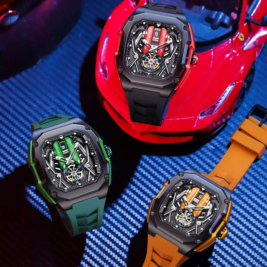 Men's High-Grade Tonneau Quartz Watch - Waterproof Luminous 3D Hollow Design