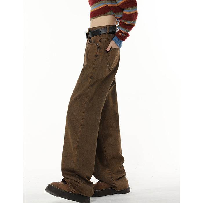 Retro Brown Jeans For Women - Millivan supplies
