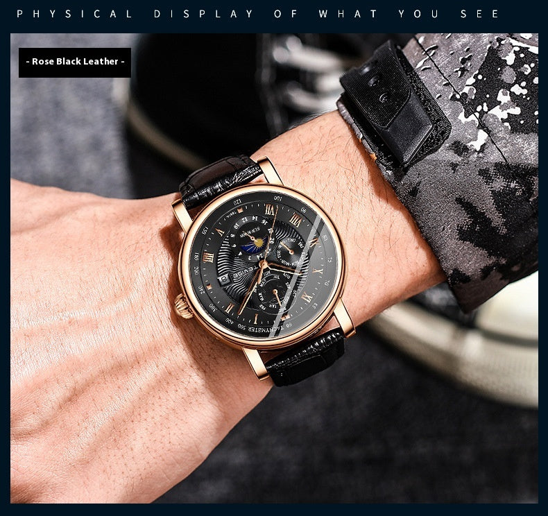Men's Thin Calendar Mechanical Watch - Large Dial