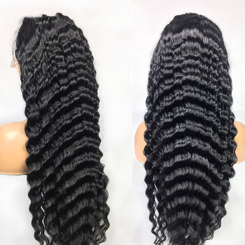 Deep Wave Human Hair Lace Frontal Wigs - Premium Medium Long Wave Wig