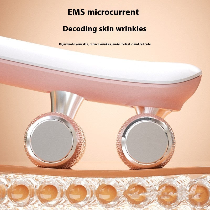Micro-current Roller Face Slimming Massage Instrument - USB 5W Skin Tightening White Pink