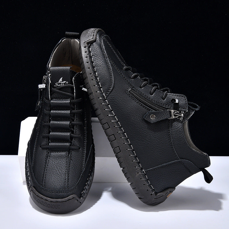Men's Casual Leather Shoes - Adult Retro High Top White